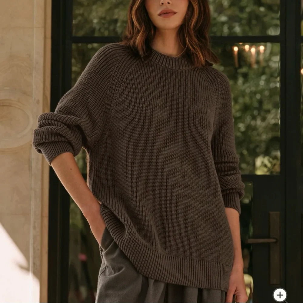 NWT *sold out* Jenni Kayne Oversized Cotton Fisherman sweater Olive moss XXL - Picture 1 of 16